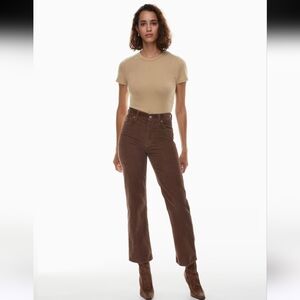 Aritzia Denim Forum Arlo Highrise Straight Corduroy Pants Cocoa Brown 25